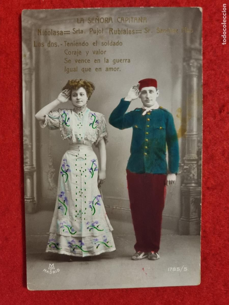 Postcards: POSTAL ACTRIZ TEATRO CUPLETISTA Y SOLDADO ANTIGUA ORIGINAL P2368