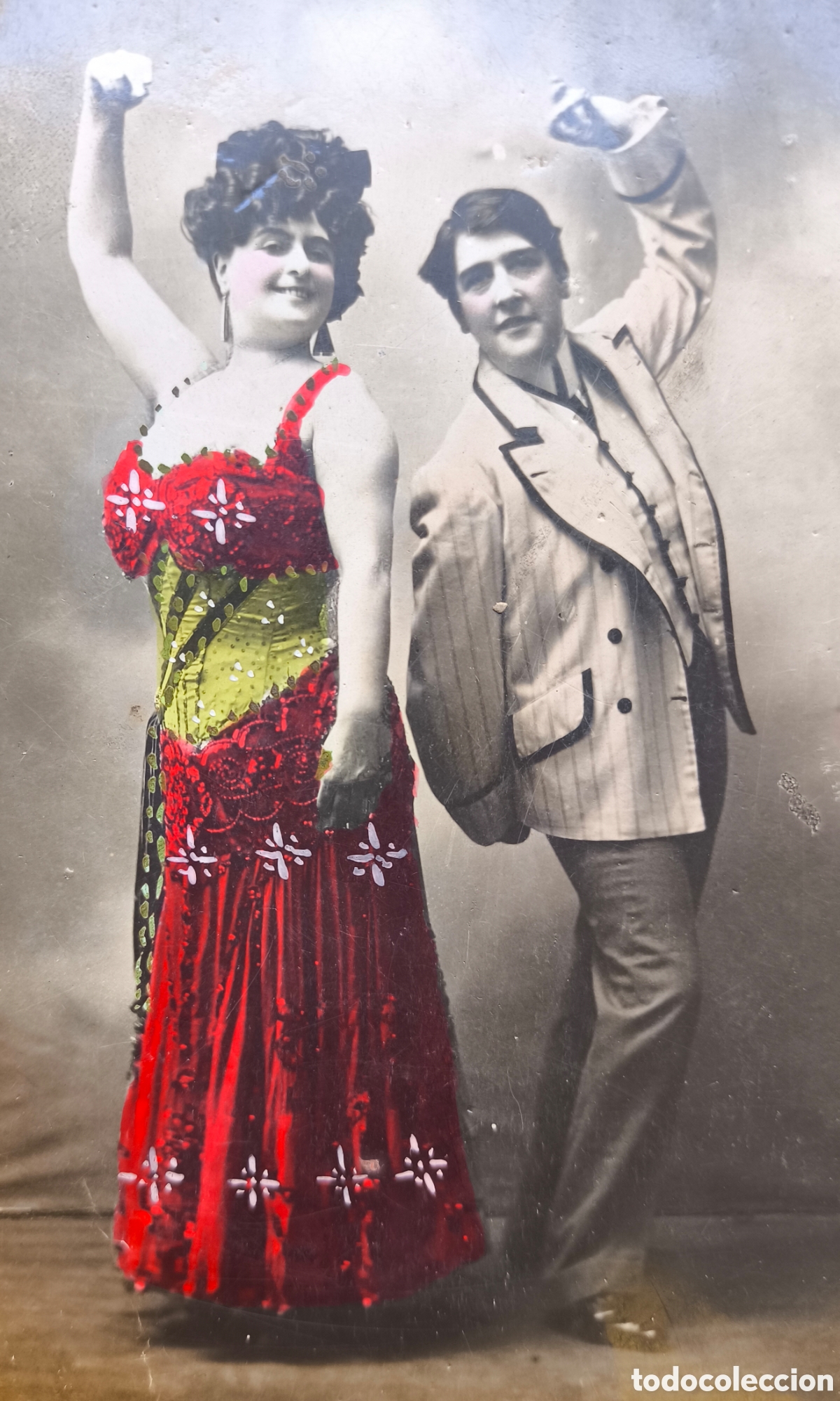 Postales: LAS ARGENTINAS CUPL&Eacute; DUO C&Oacute;MICO POSTAL FOTOGR&Aacute;FICA COLOREADA C. 1915