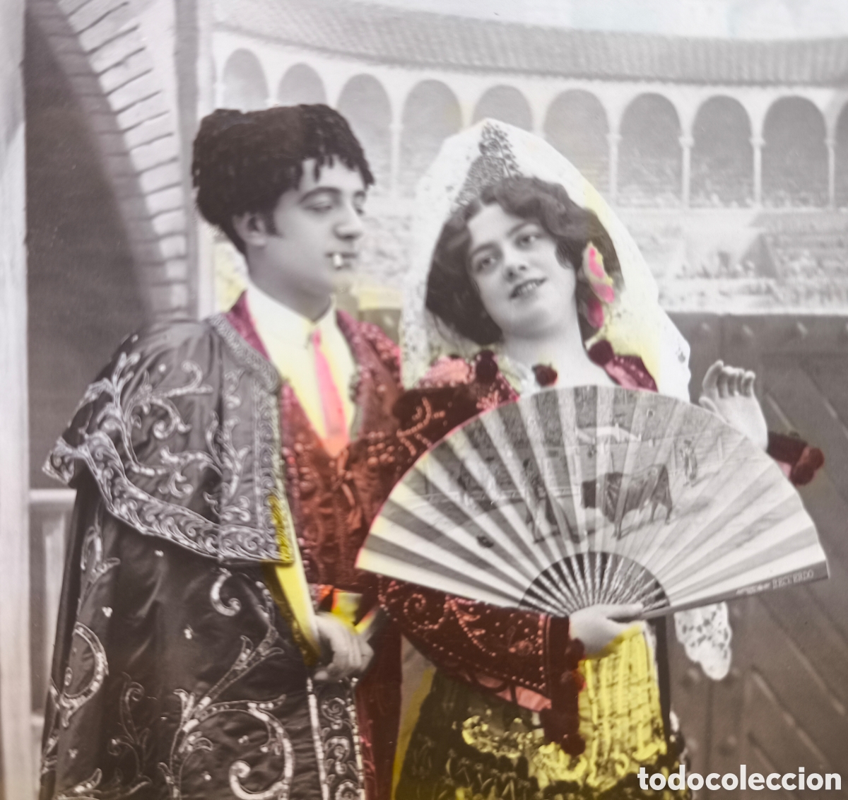 Postales: CARMEN Y ESCAMILLO POSTAL FOTOGR&Aacute;FICA COLOREADA 1908