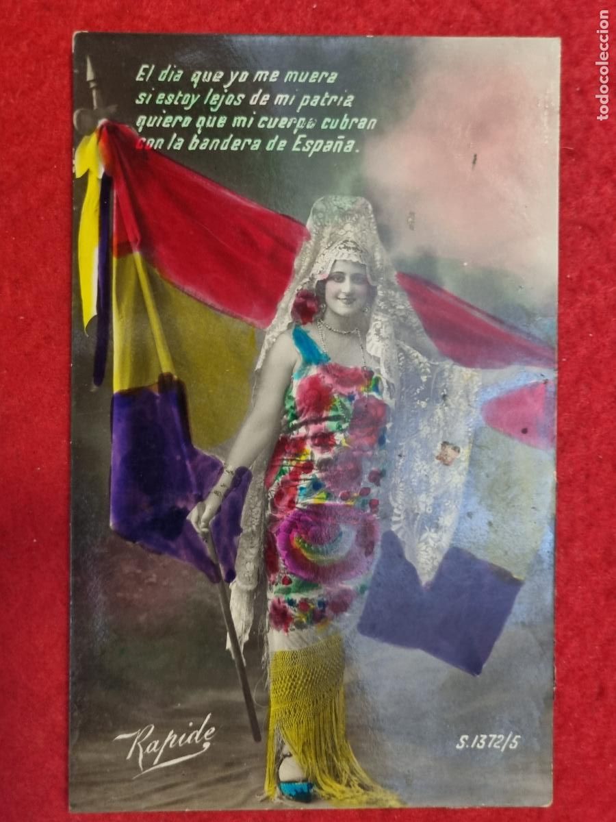 Postales: POSTAL ACTRIZ TEATRO CUPLETISTA CON BANDERA DE LA REPUBLICA ANTIGUA ORIGINAL P2462