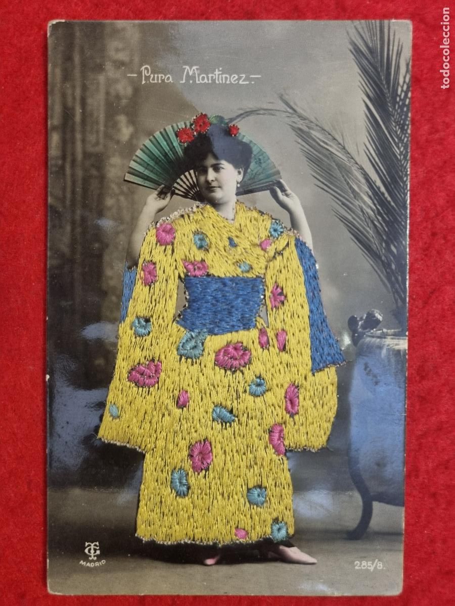 Postales: POSTAL ACTRIZ TEATRO CUPLETISTA PURA MARTINEZ BORDADA A MANO ANTIGUA ORIGINAL P2474