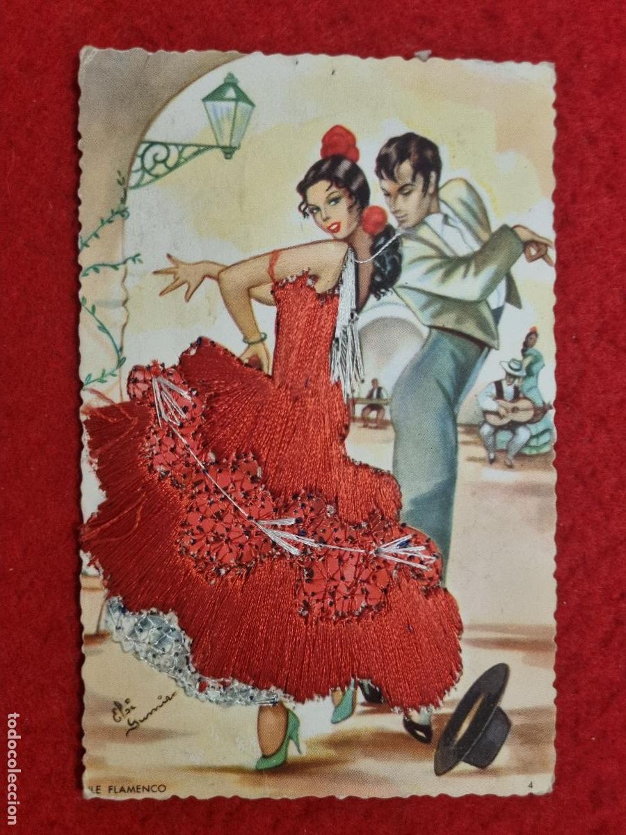 Postales: POSTAL BAILANDO FLAMENCO ANDALUCIA BORDADA A MANO ORIGINAL P2485