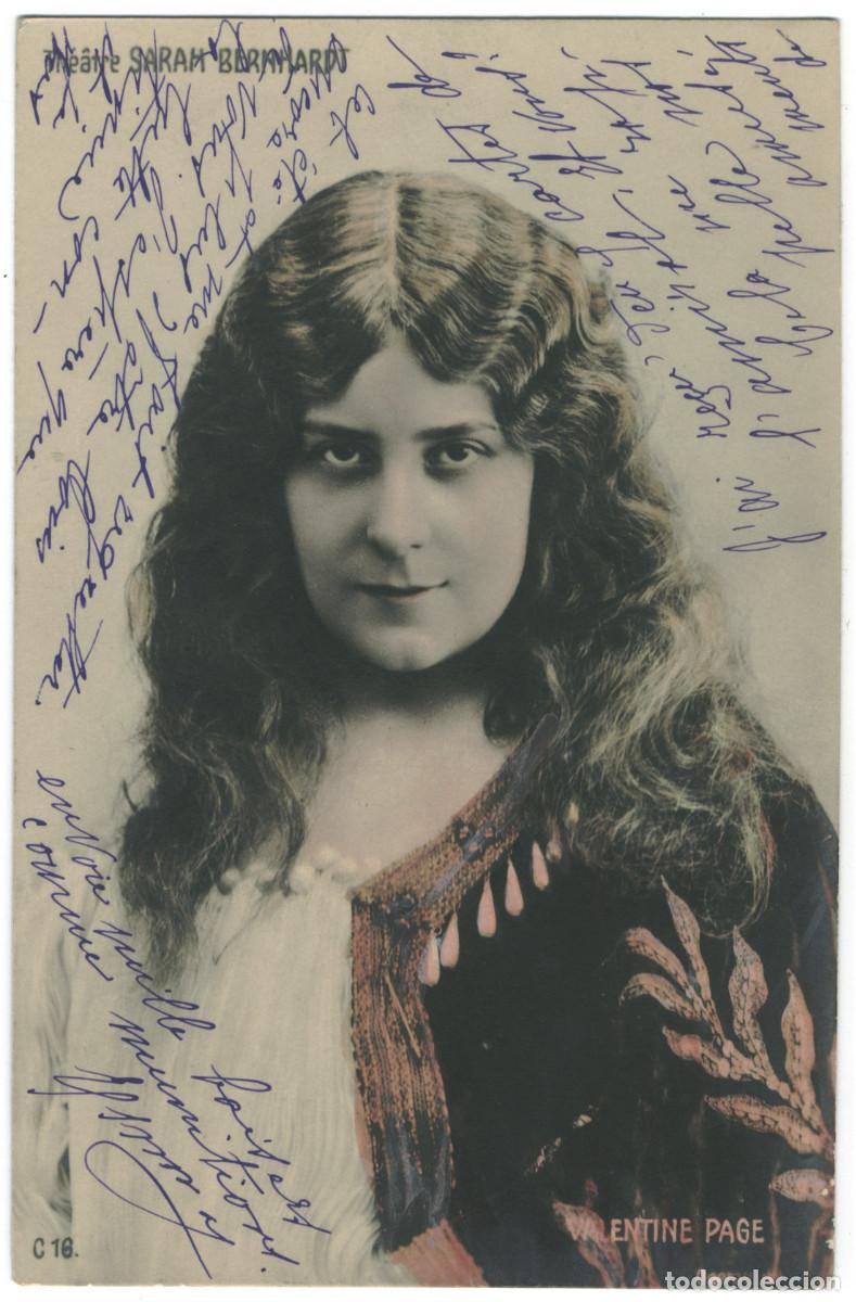 Postales: Actriz belle epoque PAGE, Valentine_Sin datos. C 16. Th&eacute;&acirc;tre Sarah Bernhardt. Photo Ogereau