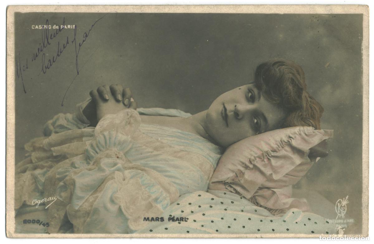 Postales: Actriz belle epoque P&Eacute;ARL, Mars_KF. 2000-45. Casino de Paris. Photo Ogerau