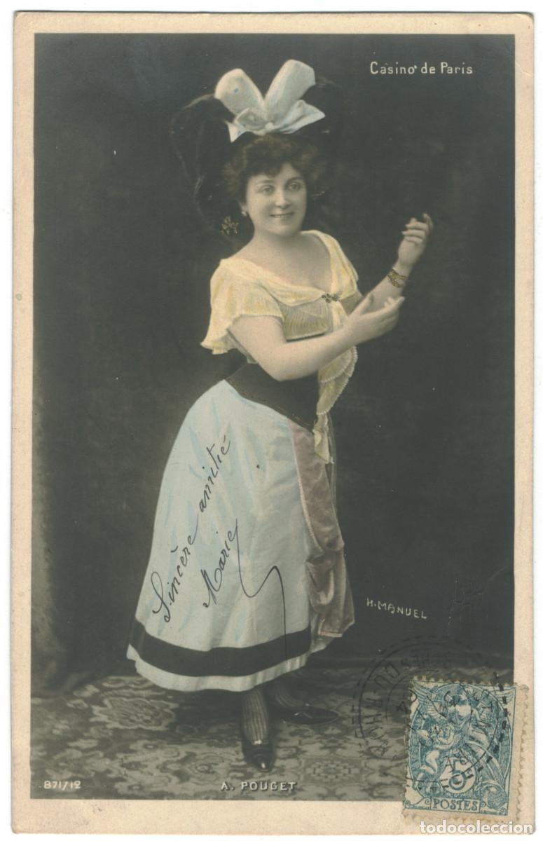 Postales: Actriz belle epoque POUGET, Augusta_SIP. 871-12. Casino de Paris. Photo H. Manuel