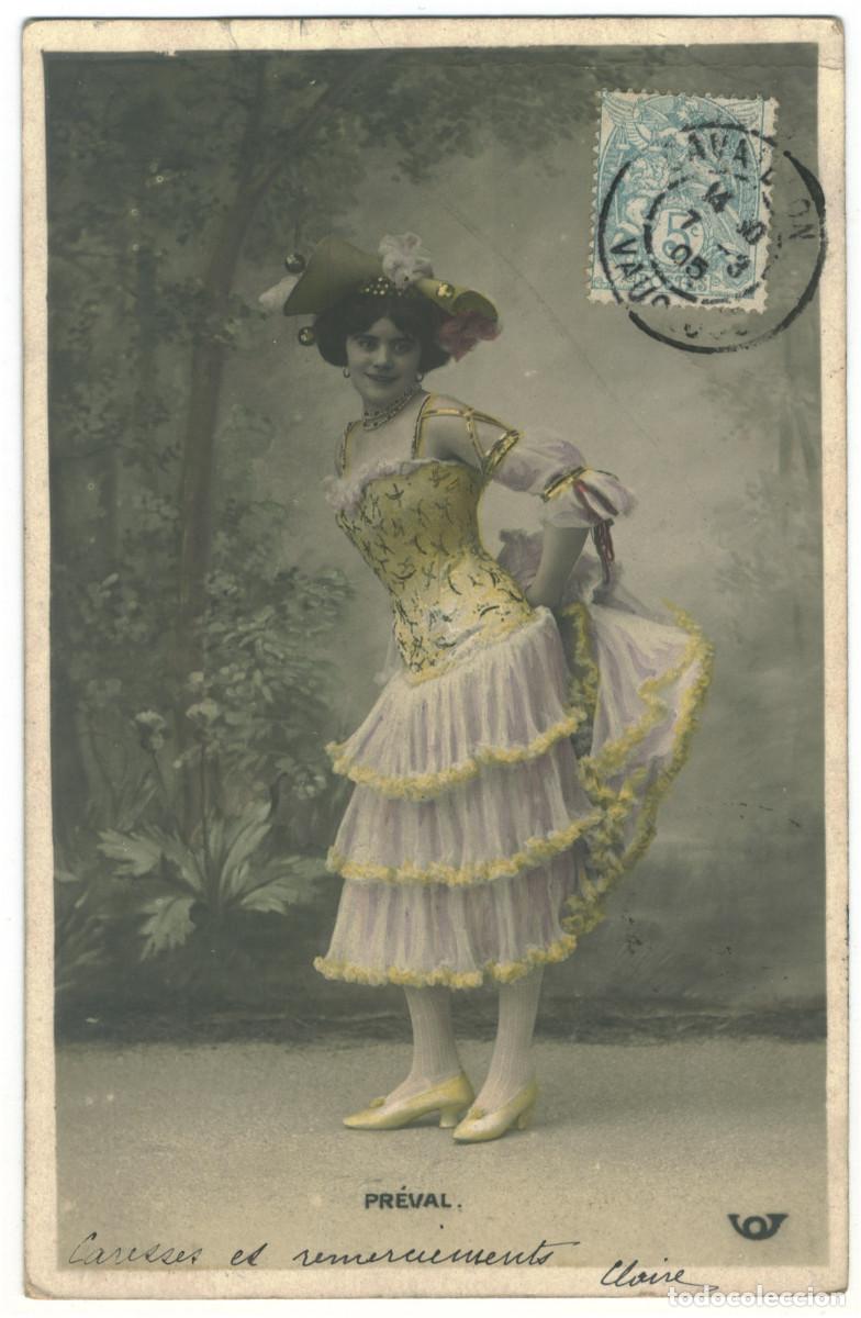 Postales: Actriz belle epoque PR&Eacute;VAL_Trompeta