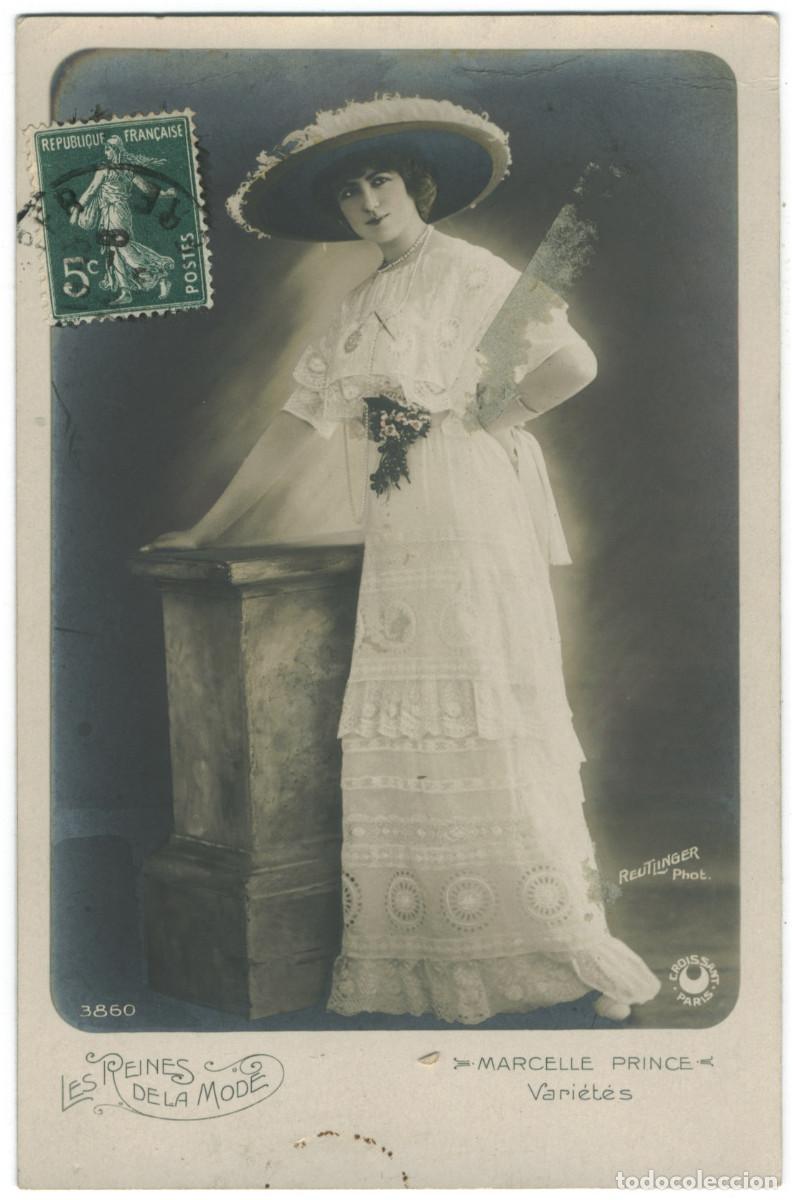 Postales: Actriz belle epoque PRINCE, Marcelle_Croissant (Les reines de la mode; 3860). Vari&eacute;t&eacute;s. Reutlinger