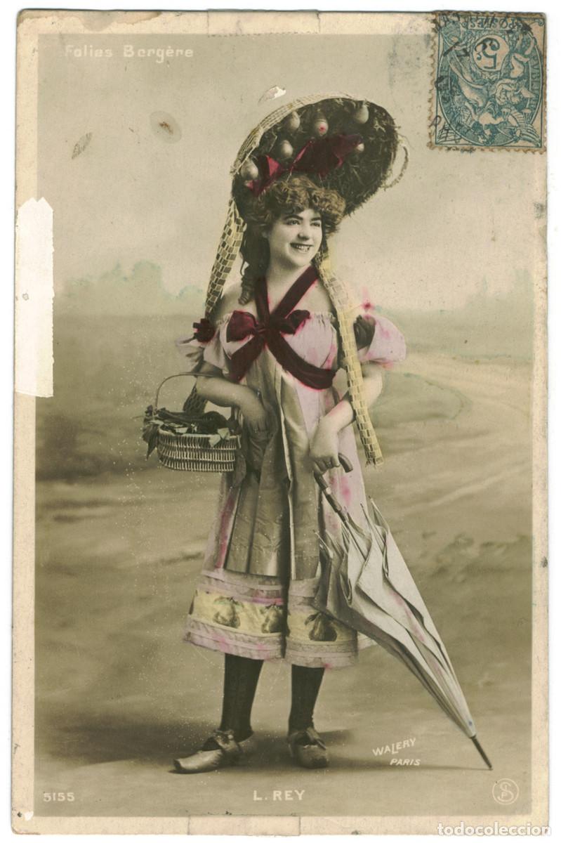 Postales: Actriz belle epoque REY, L._SIP. 5155. Folies Berg&eacute;re. Photo W&aacute;lery