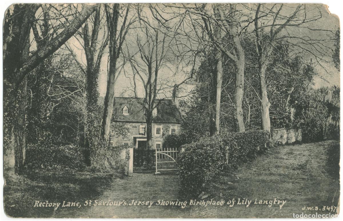 Postales: LANGTRY, Lily_J. Welch; 3497. Jersey Showing Birthplace of Lily Langtry (Rectory Lane, St Saviours)