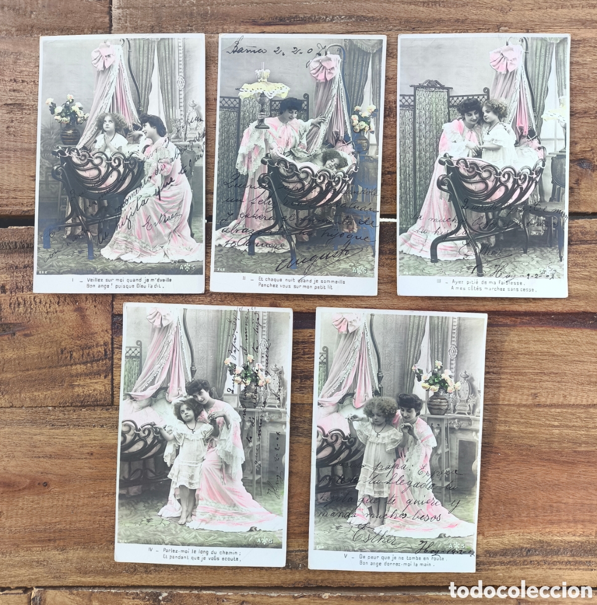 Postales: Lote antiguas postales foto coloreadas Serie Completa Mujer ni&ntilde;a madre hija rom&aacute;ntica fantas&iacute;a 1907