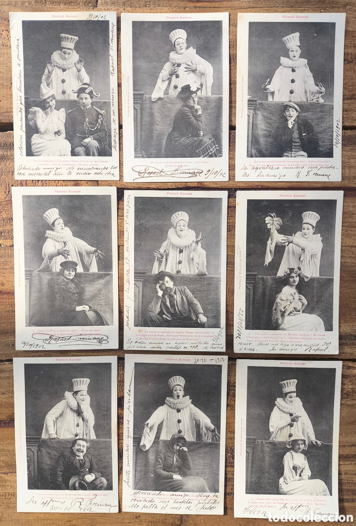 Postales: Lote antiguas postales serie c&oacute;mica humor Pierrot Avocat Abogado rom&aacute;ntica fantas&iacute;a art&iacute;stica 1902