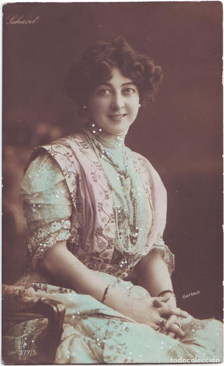 Postales: Actriz belle epoque SAHARET_GG; 377-5. Photo Gerlach