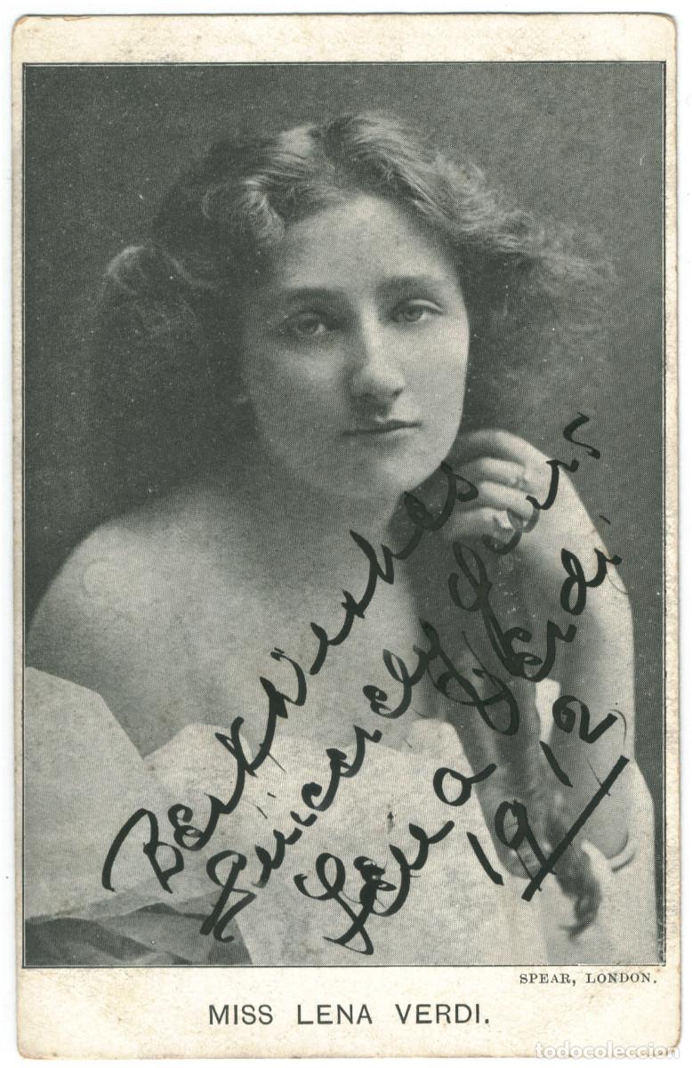 Postales: Actriz eduardiana VERDI, Lena_Spear (London). Signed Autograph Firmada