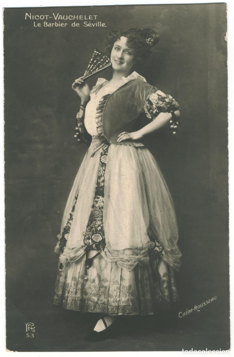Postales: Actriz VAUCHELET, Nicot_A. Christensen. 53. In Le Barbier de Seville. Photo Ch&eacute;ri Rouseau