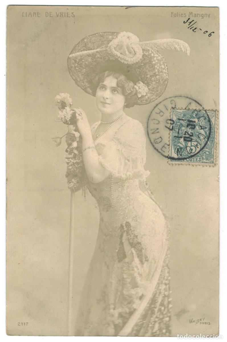 Postales: Actriz VRI&Egrave;S, Liane de_Imprimeries R&eacute;unies de Nancy. 2177. Folies Marigny. Photo Wal&eacute;ry