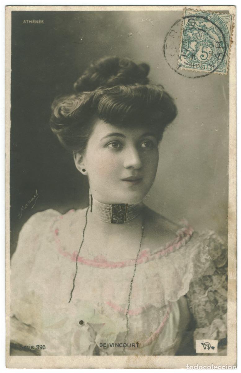 Postales: Actriz belle &eacute;poque VINCOURT_Herradura flechada. 596. Ath&eacute;n&eacute;e. Photo H. Manuel