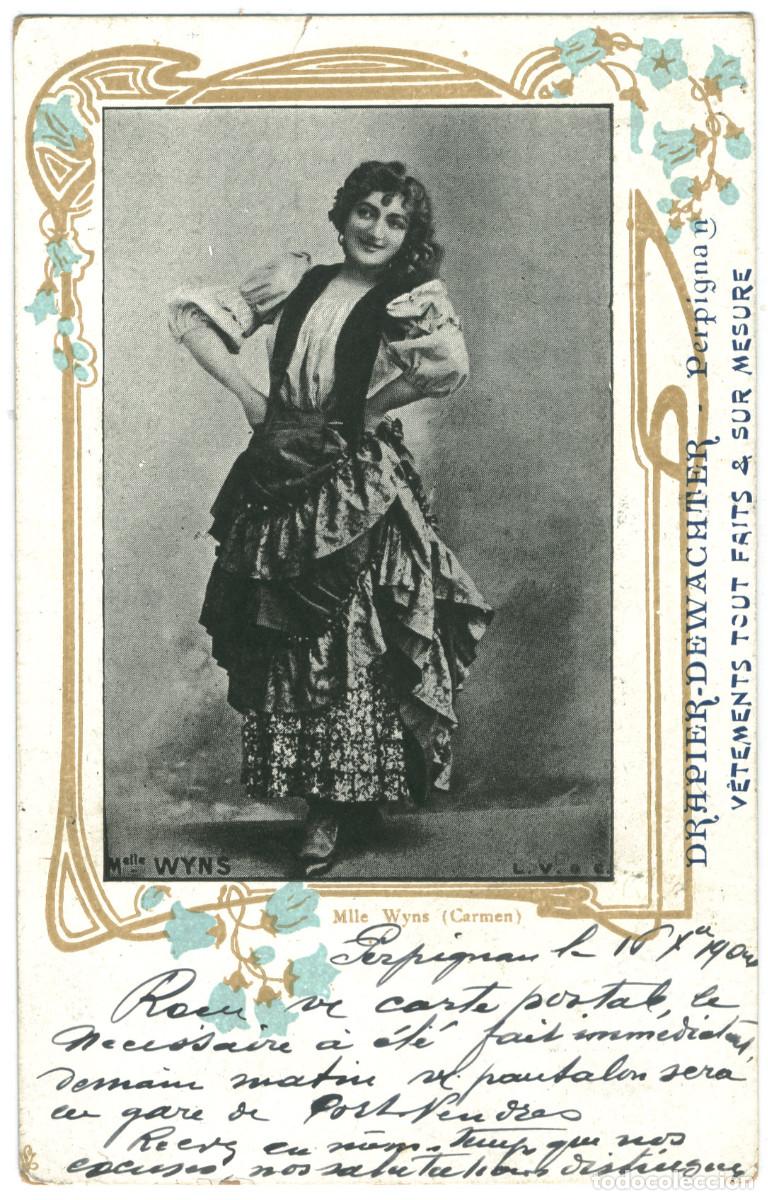 Postales: Actriz belle &eacute;poque WYNS, Charlotte_LV&C & Drapier Dewachter (Perpignan). As Carmen