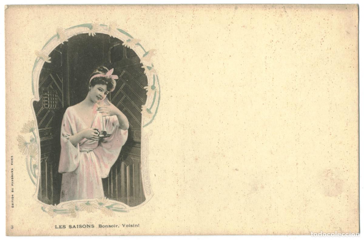 Cartoline: Actriz Sin identificar_Panorama (PAris). Les saisons, Bonsoir, Voisin