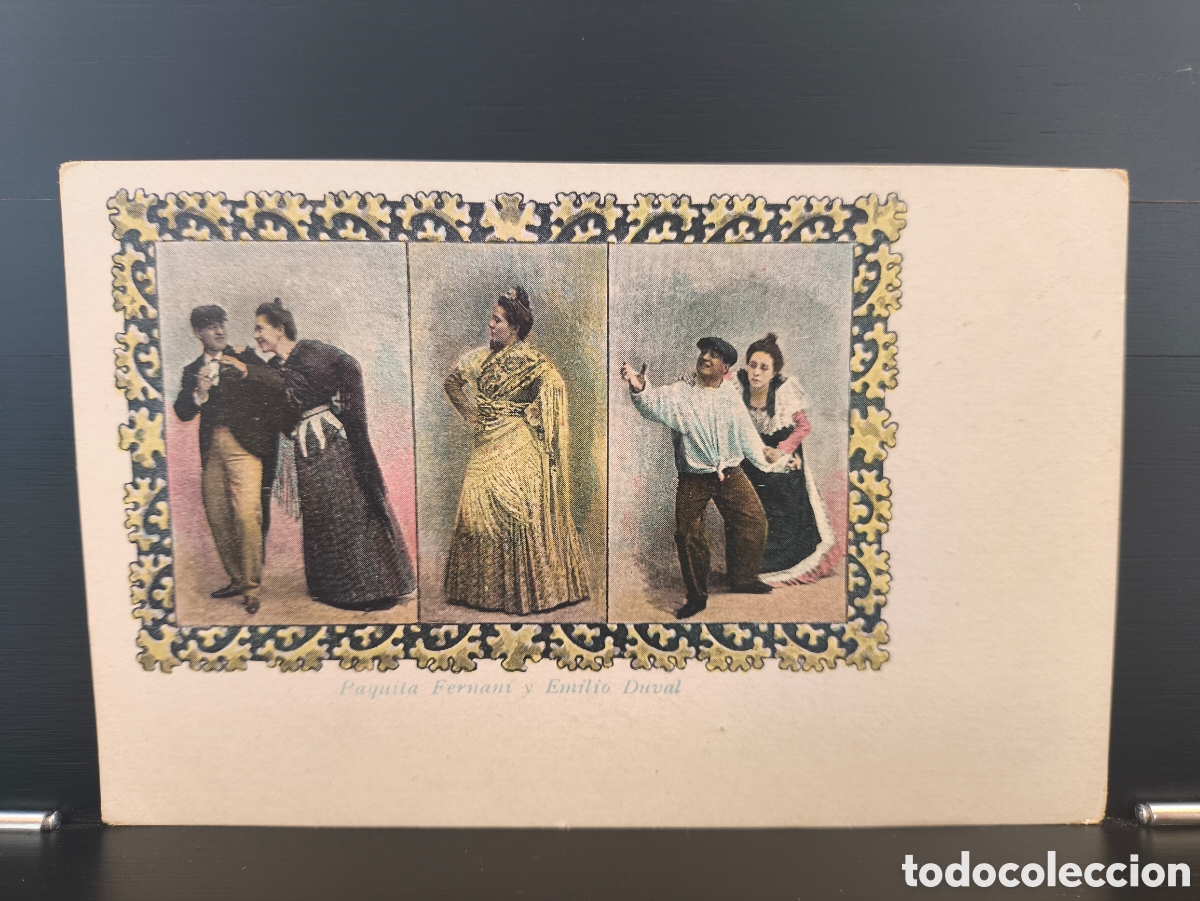 Postales: Antigua postal modernista Art Nouveau Artistas Teatro Zarzuela Paquita Fernani y Emilio Duval