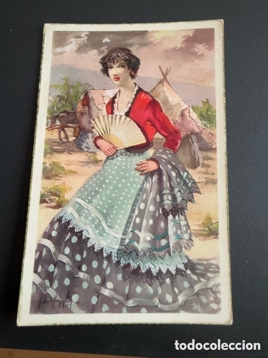 Postales: Postal. GITANA CON ABANICO - Foto 1
