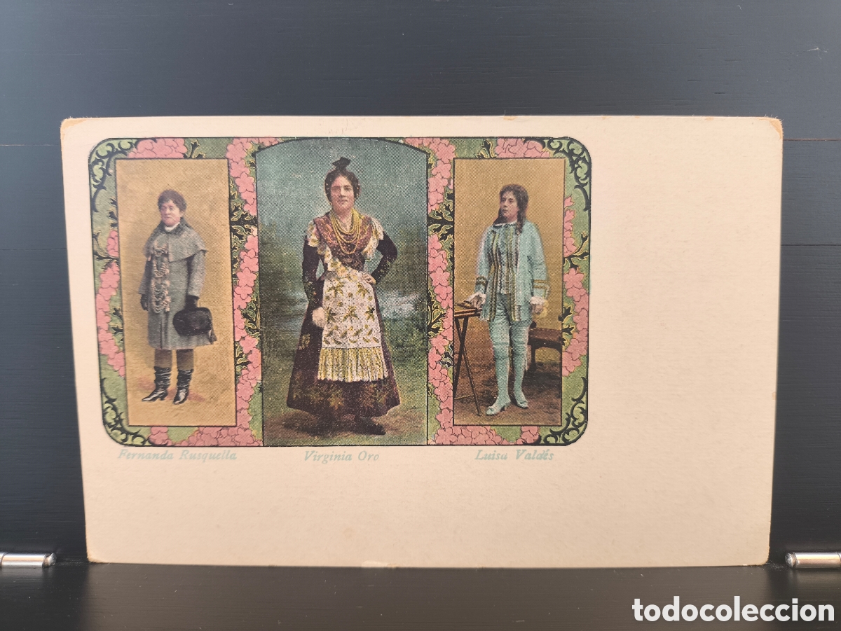 Postales: Antigua postal modernista Artistas Teatro Zarzuela Virginia Oro , Fernanda Rusquella y Luisa Vald&eacute;s