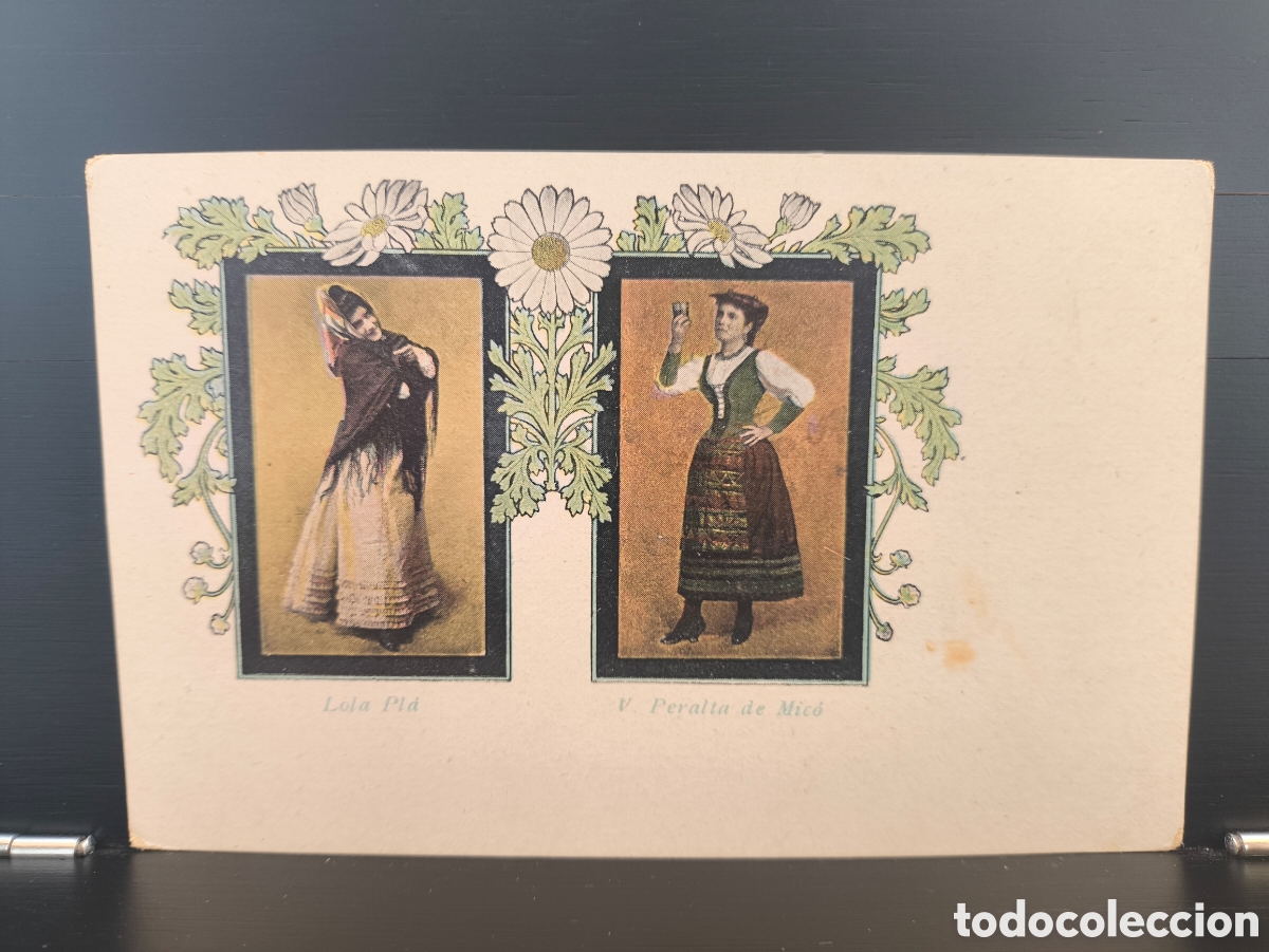 Postales: Antigua postal modernista Artistas Espa&ntilde;olas Teatro Zarzuela Lola Pl&aacute; y V. Peralta de Mic&oacute;