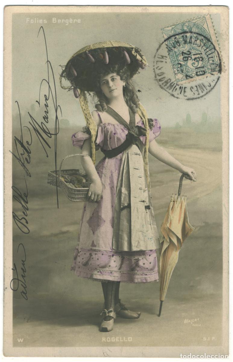 Postales: Actriz belle &eacute;poque ROGELLO_SIP W. 5155. Folies Berg&egrave;re. Photo Wal&eacute;ry