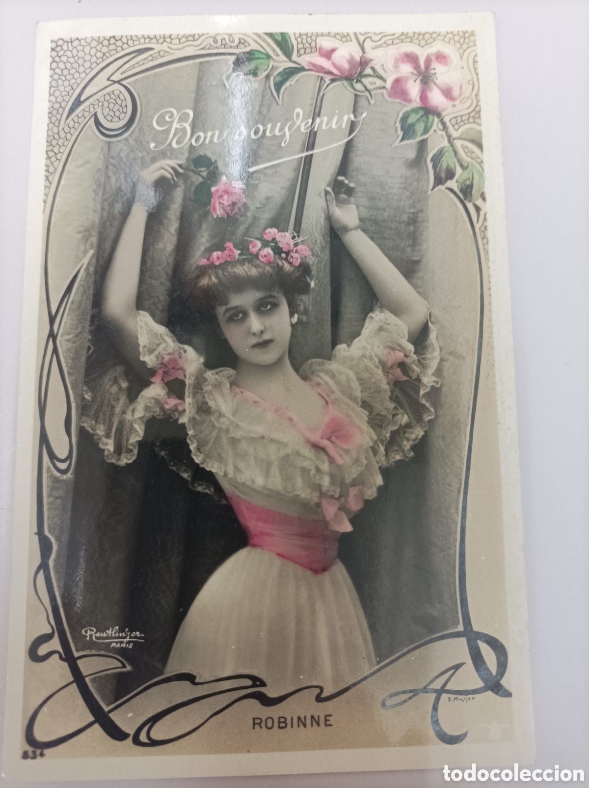 Postales: Actriz Belle &Eacute;poque ROBINNE, Gabrielle_Campana alada. 534. Photo Reutlinger