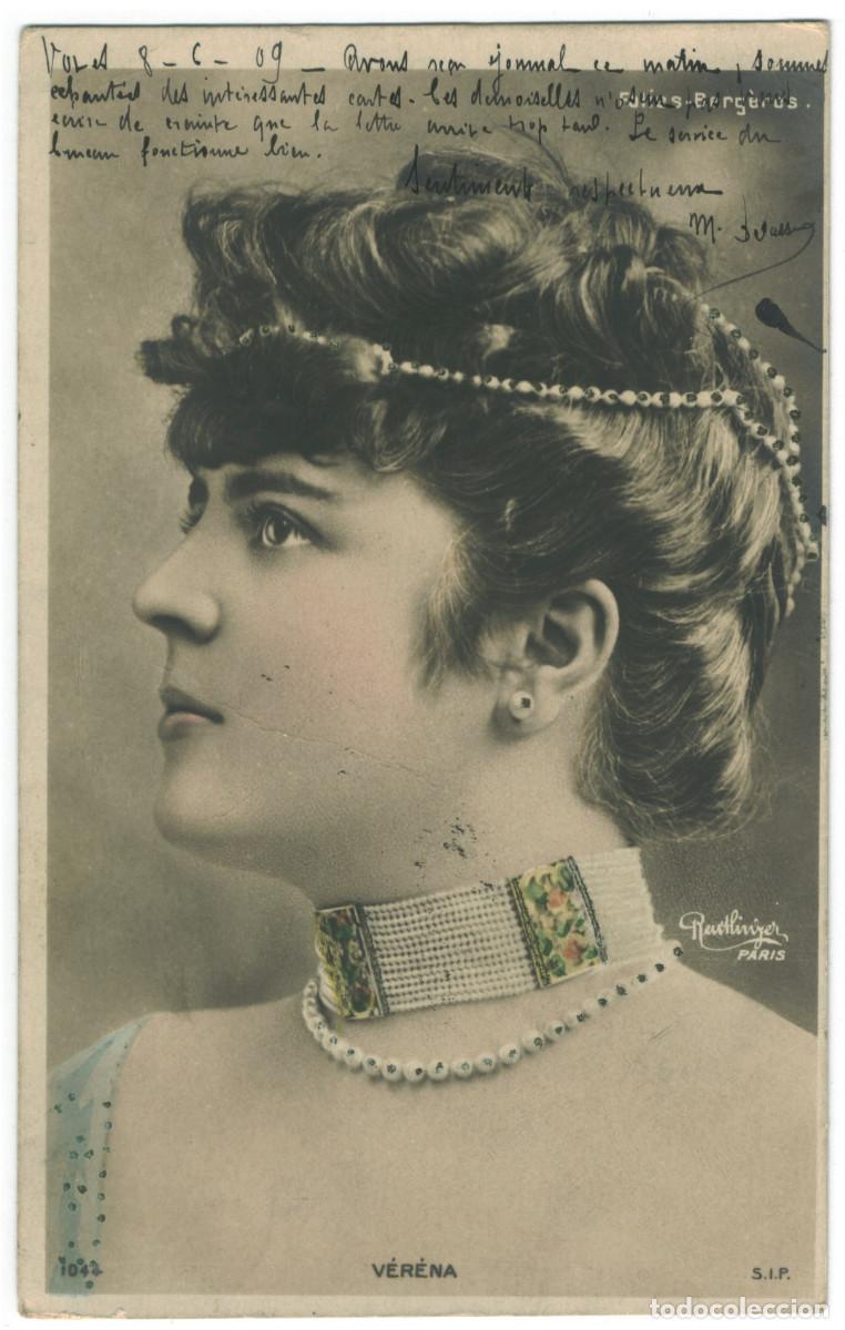 Postales: Actriz Belle &Eacute;poque V&Eacute;R&Eacute;NA_SIP. 1044. Folies Berg&egrave;re. Photo Reutlinger