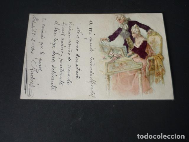 Postales: PAREJA TOCANDO EL PIANO POSTAL EN RELIEVE CON ROPA APLICADA