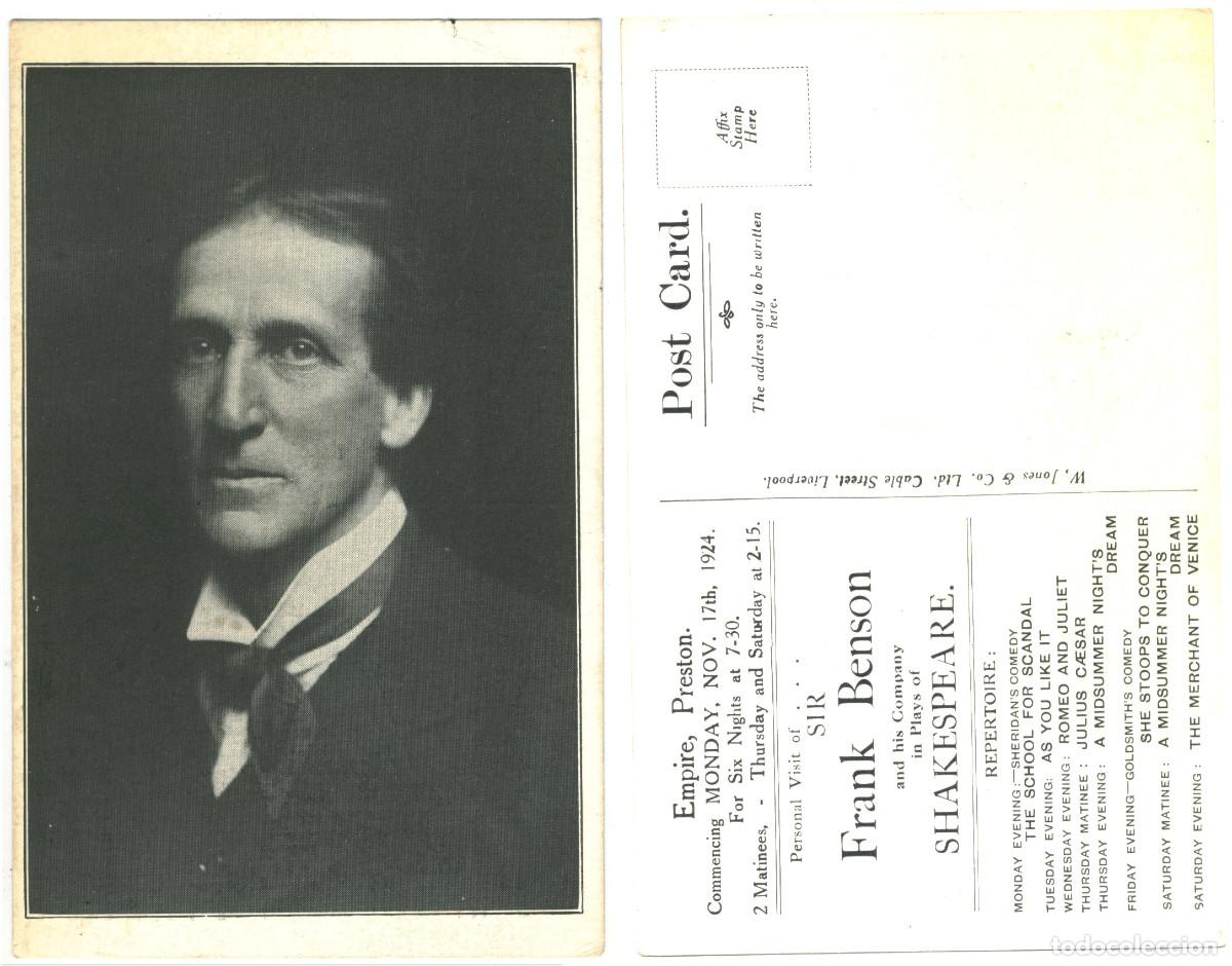 Postales: Actor eduardiano BENSON, Frank R._W. Jones. In Plays of Shakespeare at Empire Theatre