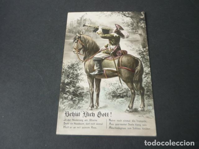 Postcards: HOMBRE ELEGANTE A CABALLO Y TROMPETA POSTAL