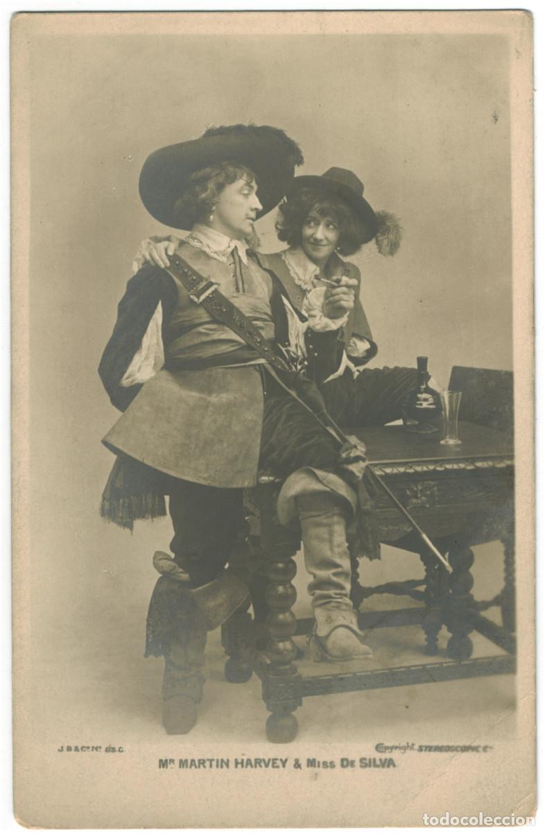 Postales: Actor eduardiano HARVEY, Martin & Miss DE SILVA_Beagles. 83 C. Photo Stereoscopic