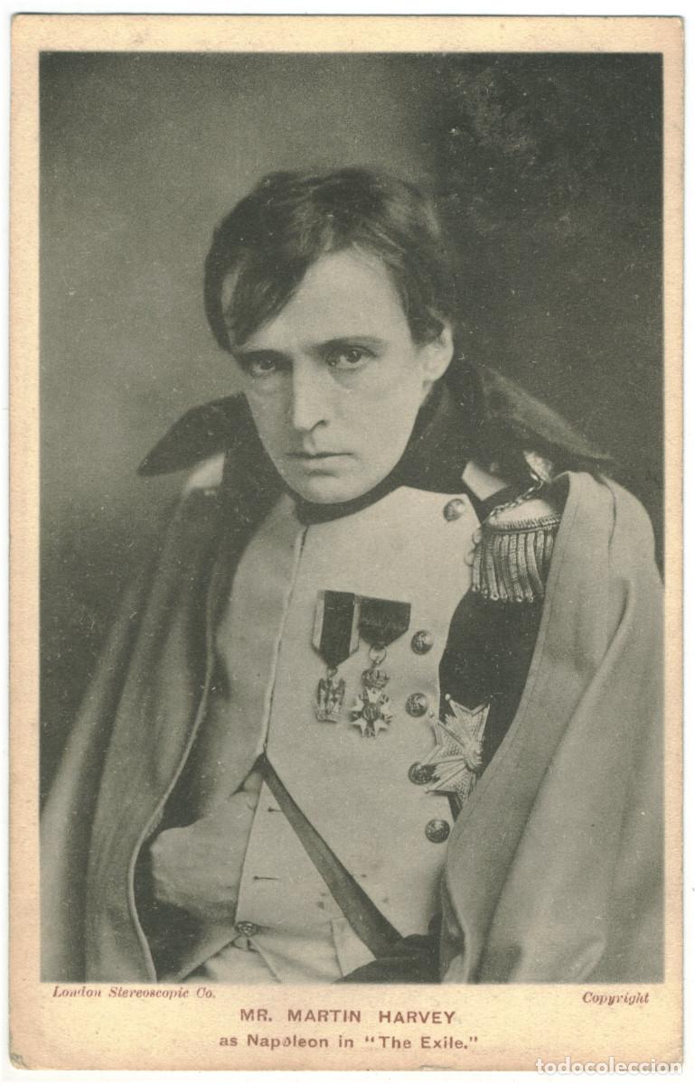 Postales: Actor eduardiano HARVEY, Martin_Davidson (Stageland; 6060). As Napoleon in The Exile. Photo Stereosc