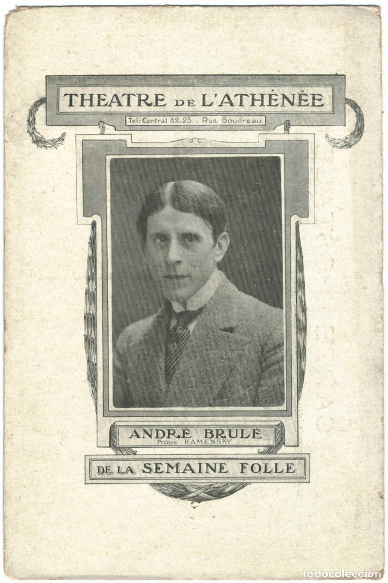 Postales: Actor BRUL&Eacute;, Andr&eacute; (Prince Kamensky)_Sin datos. Th&eacute;&acirc;tre de l'Ath&eacute;n&eacute;e. De la Semaine Folle