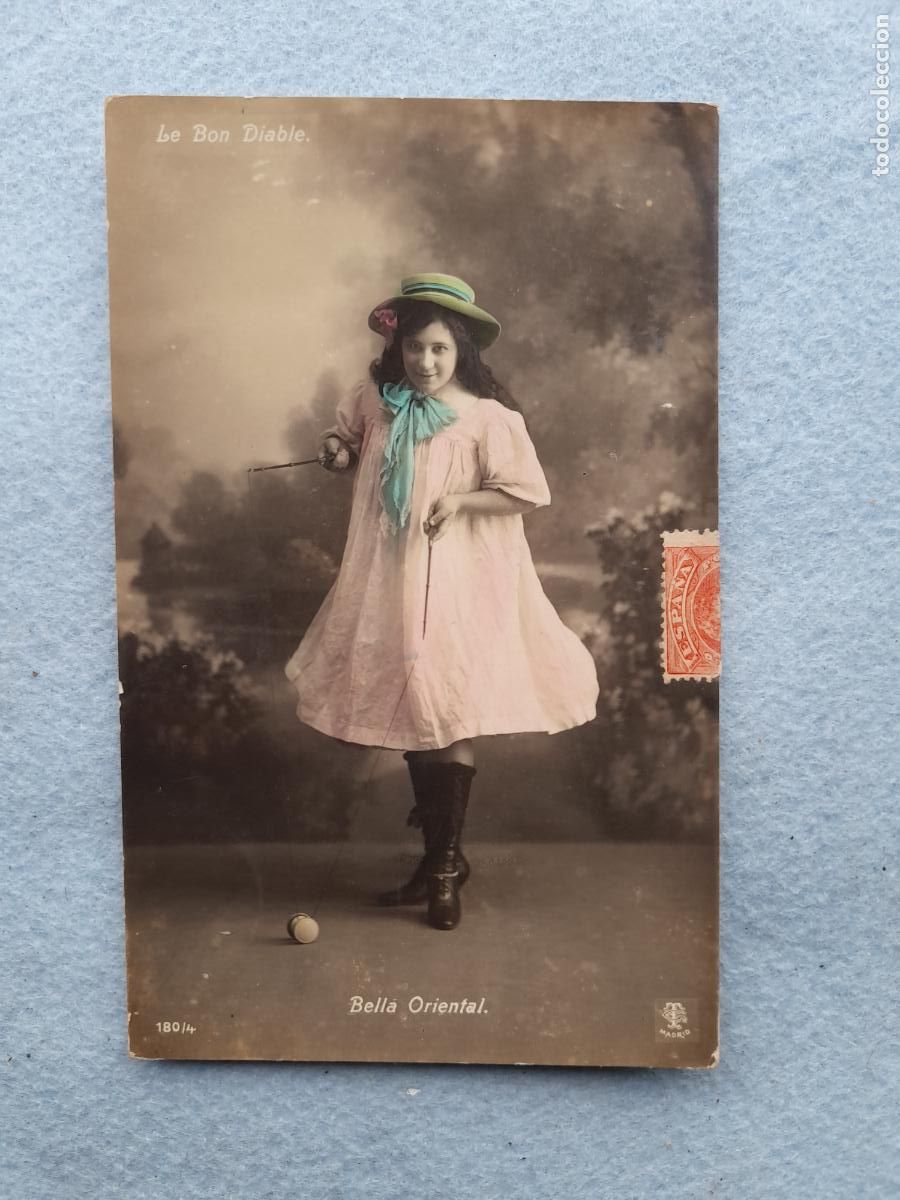 Postkarten: Bella Oriental. Le Bon Diablo. Franqueada Cortegada. Orense - Vigo 1912.