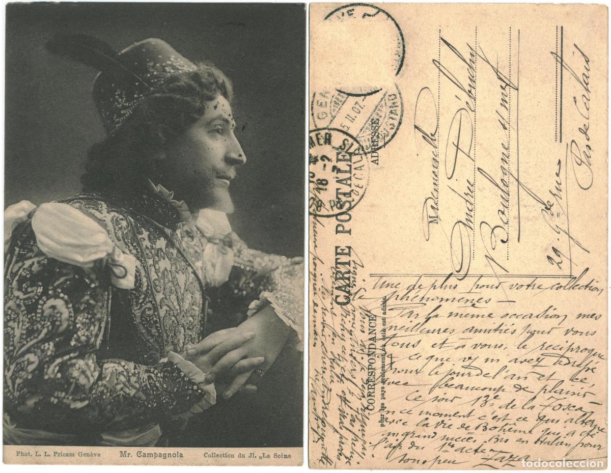 Postales: Tenor CAMPAGNOLA, Mr._Pricam. Collection du Journal La Sc&egrave;ne. Signed Autograph Firmada