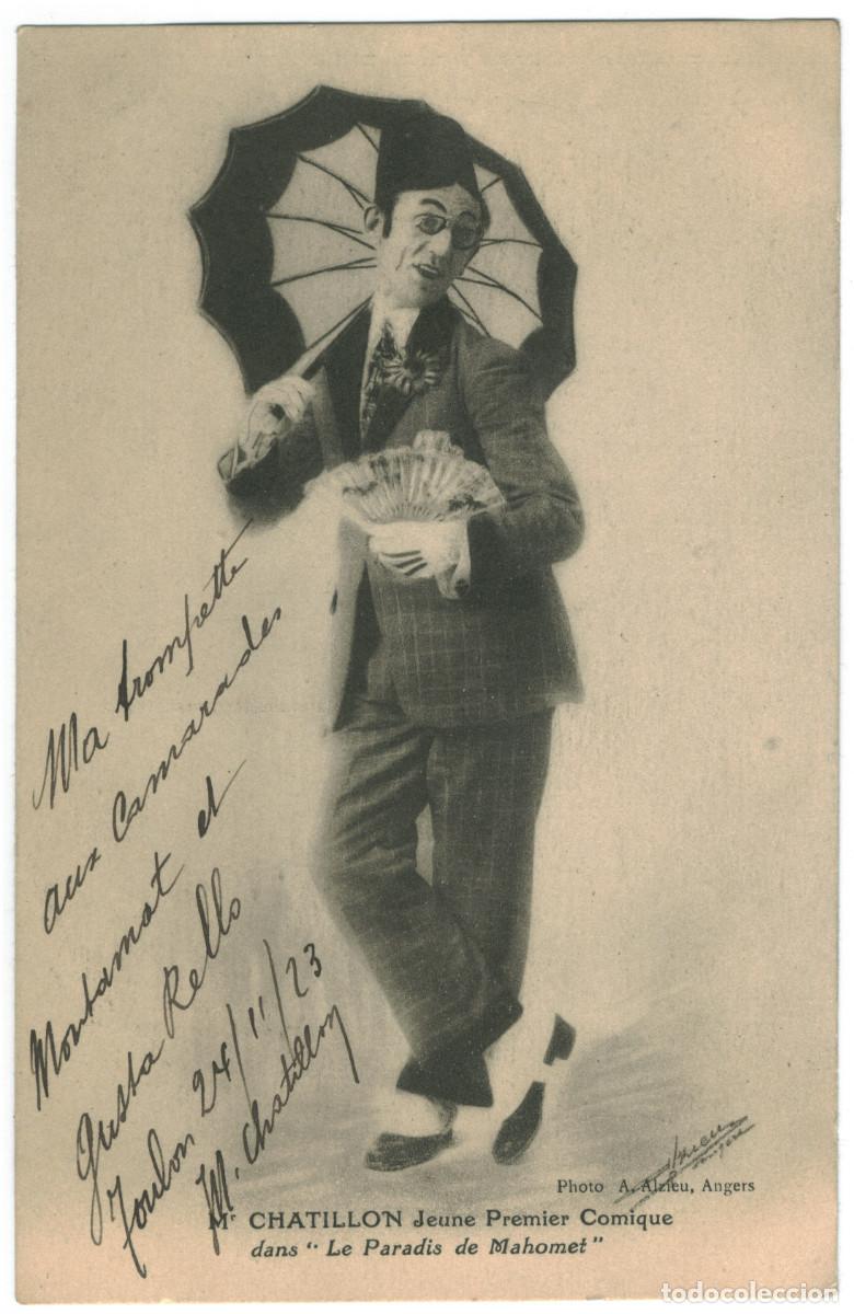 Postales: Actor CHATILLON, Mr._ A. Alzieu (Angers). In Le Paradis de Mahomet. Autograph Firmada