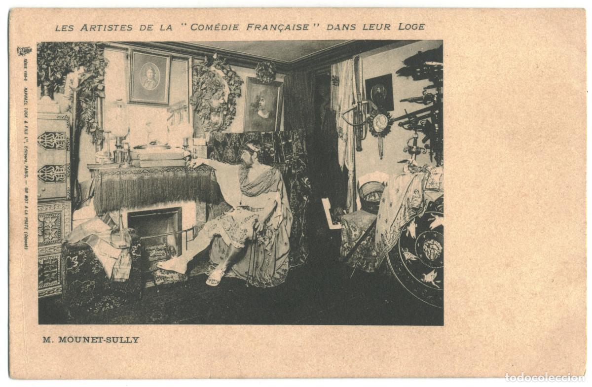 Postales: 2 Postales Actor MOUNET SULLY, Paul_Raphael Tuck (Com&eacute;die Fran&ccedil;aise dans leur loge; 100-3,6)