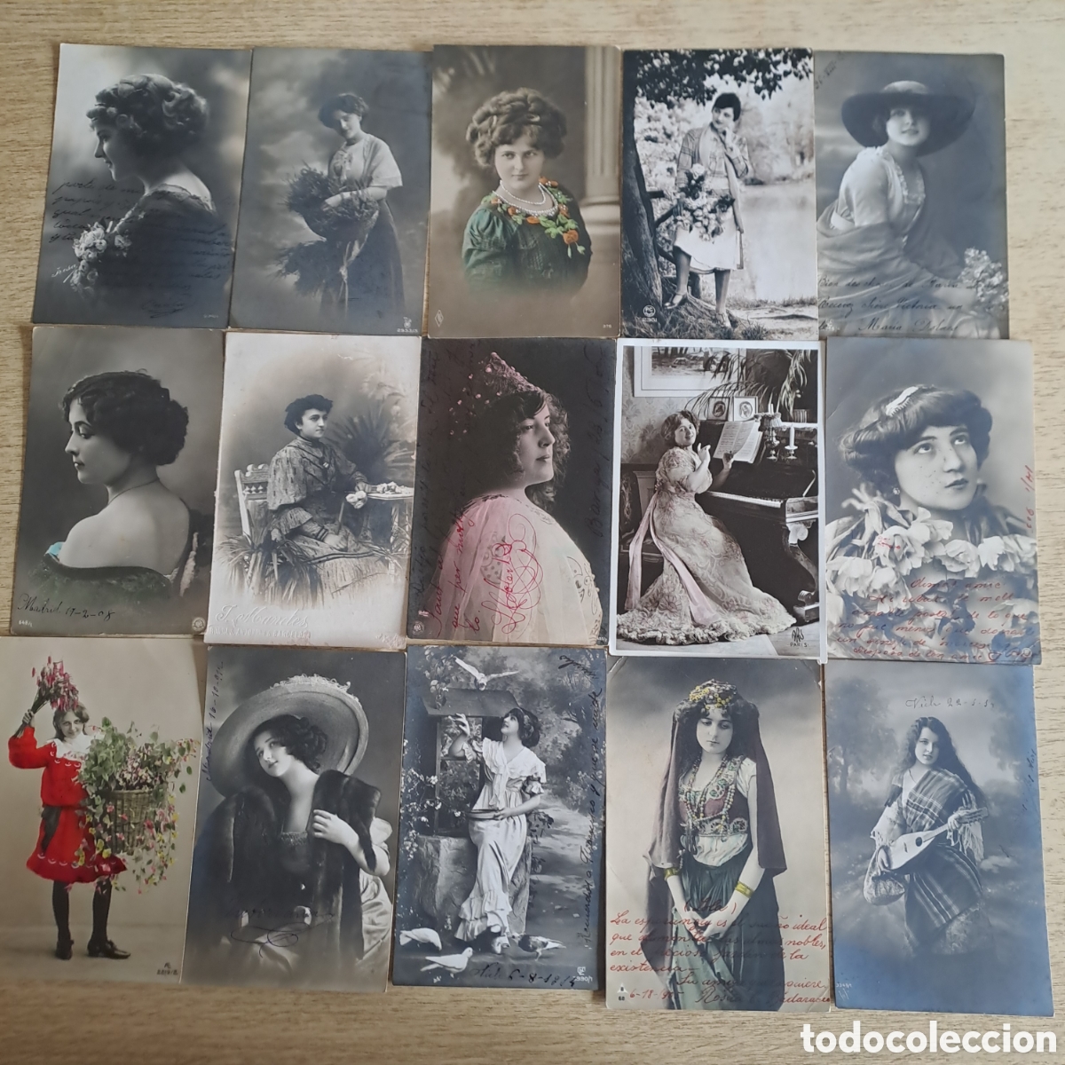Postales: LOTE DE 15 POSTALES MUJERES JOVENES ENTRE A&Ntilde;O 1905 Y 1927, ESCRITAS Y CIRCULADAS.
