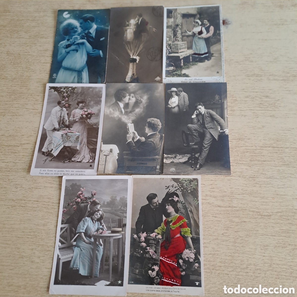Postcards: LOTE DE 8 POSTALES GALANTES Y MUJERES EN PAREJA, PRINCIPIOS SIGLO XX Y CIRCULADAS.