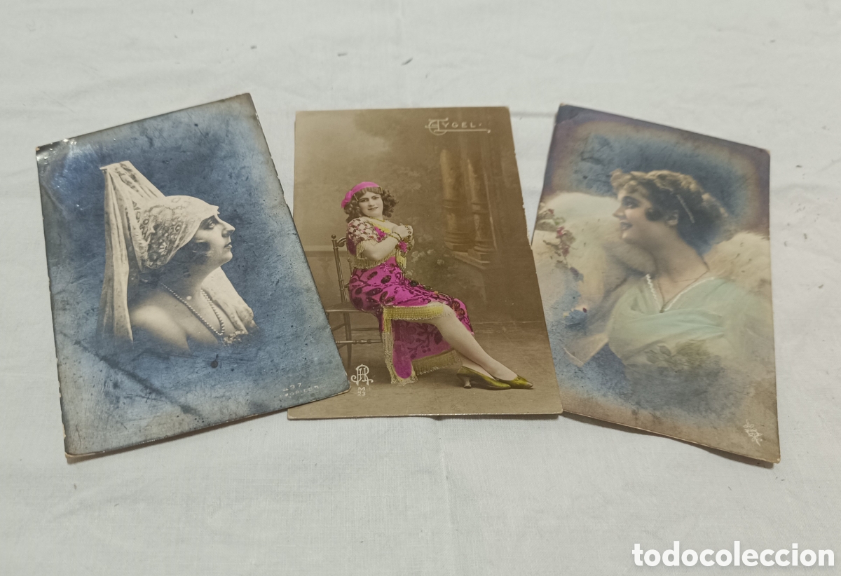 Postales: Tres postales antiguas de estudio