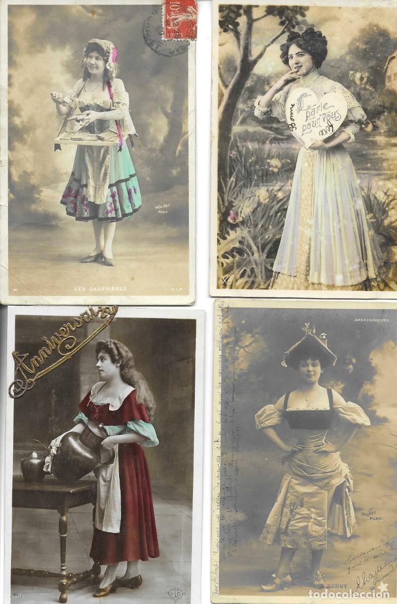 Postales: &rdquo;Hermosas damas reom&aacute;nticas&rdquo; Lote de 8 antiguas postales fotogr&aacute;ficas francesas