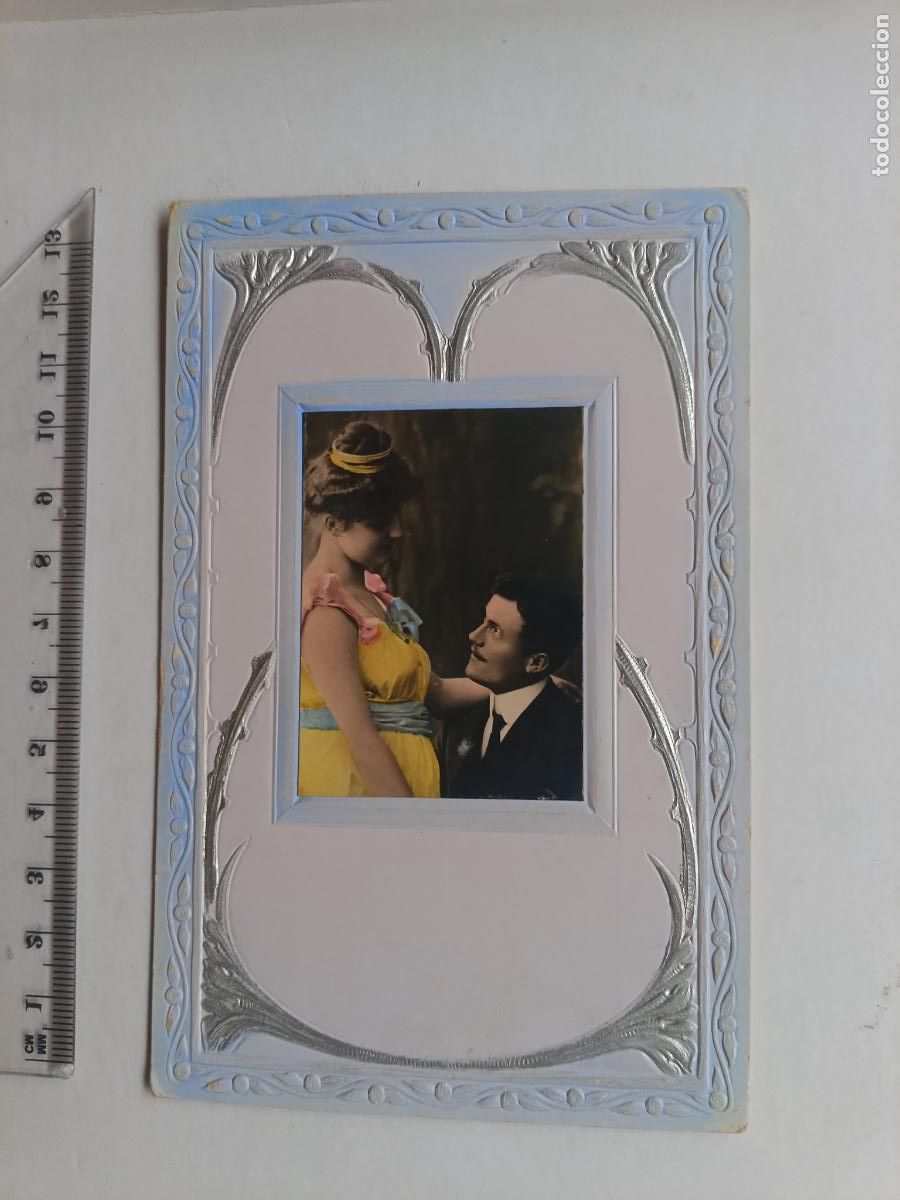 Postales: Postal galante antiguo original. Relieves