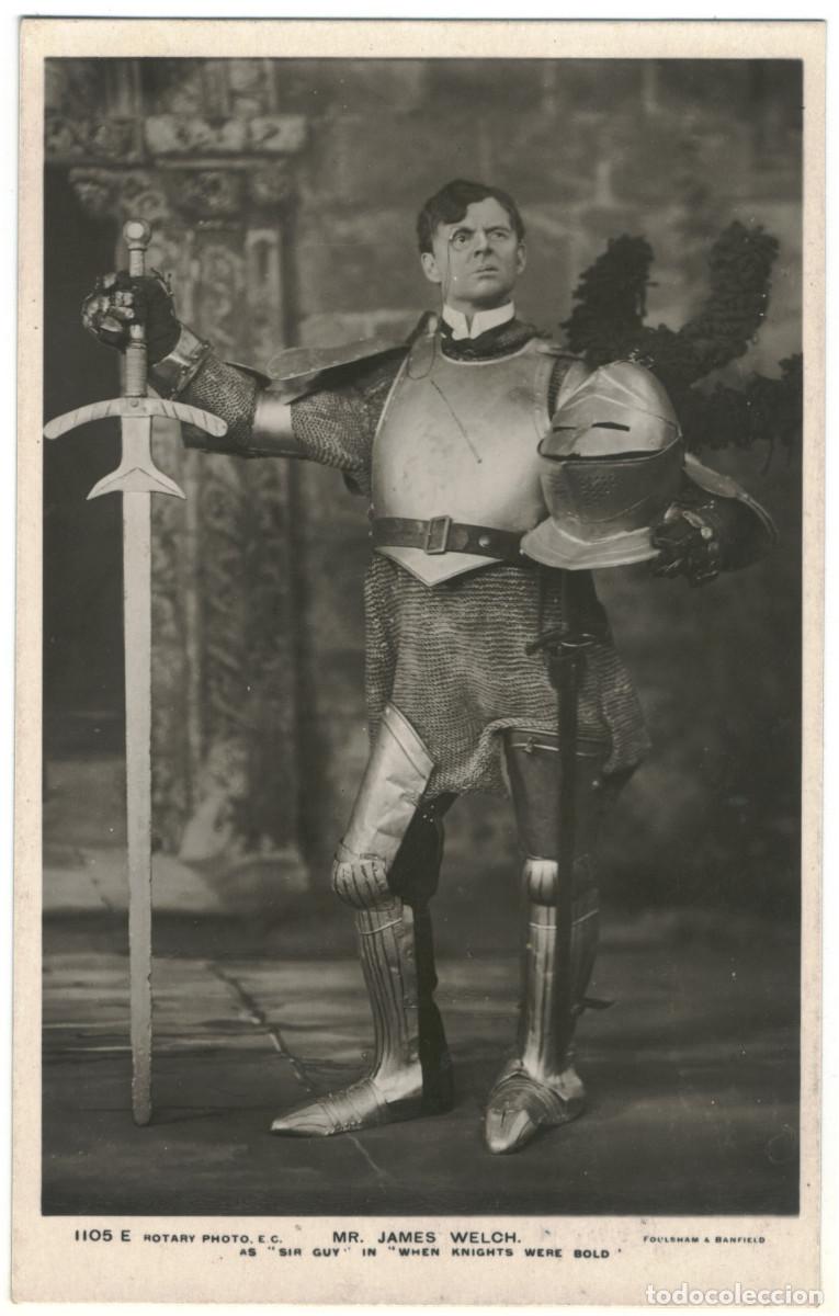 Postales: Serie 2 postales Actor WELCH, James_Rotary. 1105 E, F. When Knights Were Bold. Foulsham & Banfield