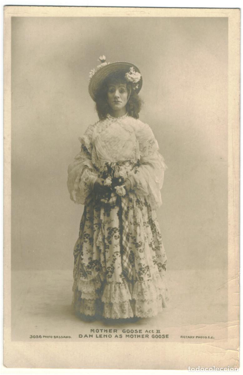 Postales: Actor eduardiano LENO, Dan_Rotary; 3056. As Mother Goose. Photo Bassano