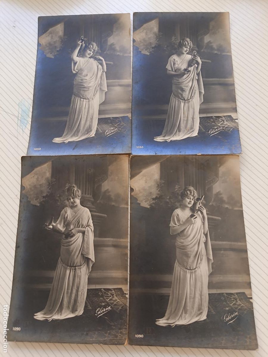 Postales: 4 postales rom&aacute;nticas o galantes de serie