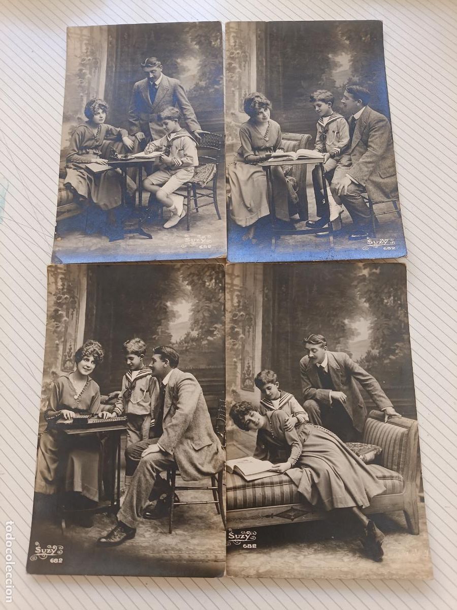 Postales: 4 postales rom&aacute;nticas o galantes de serie