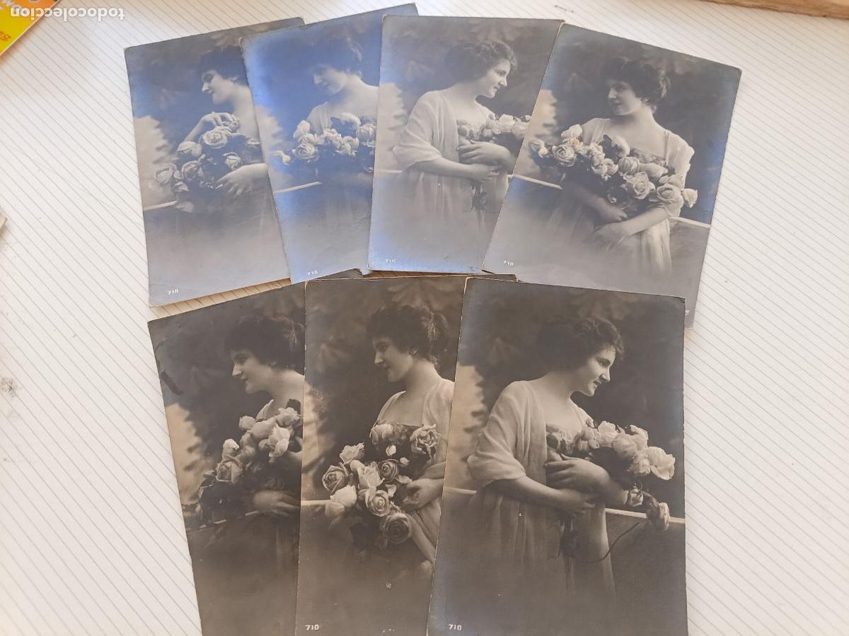Postales: 7 postales rom&aacute;nticas o galantes de serie