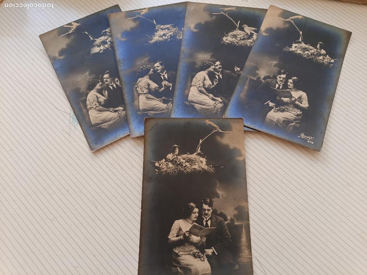 Postales: 5 postales rom&aacute;nticas o galantes de serie
